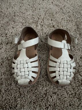 Zara Cream Woven Kids Sandals